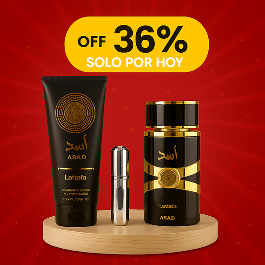 KIT LATTAFA ASAD+PERFUMERO Y CREMA