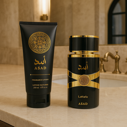 KIT LATTAFA ASAD+PERFUMERO Y CREMA